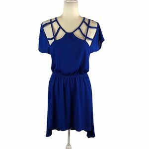 Pauln RC Blue Cage Cutout Hi Lo Dress